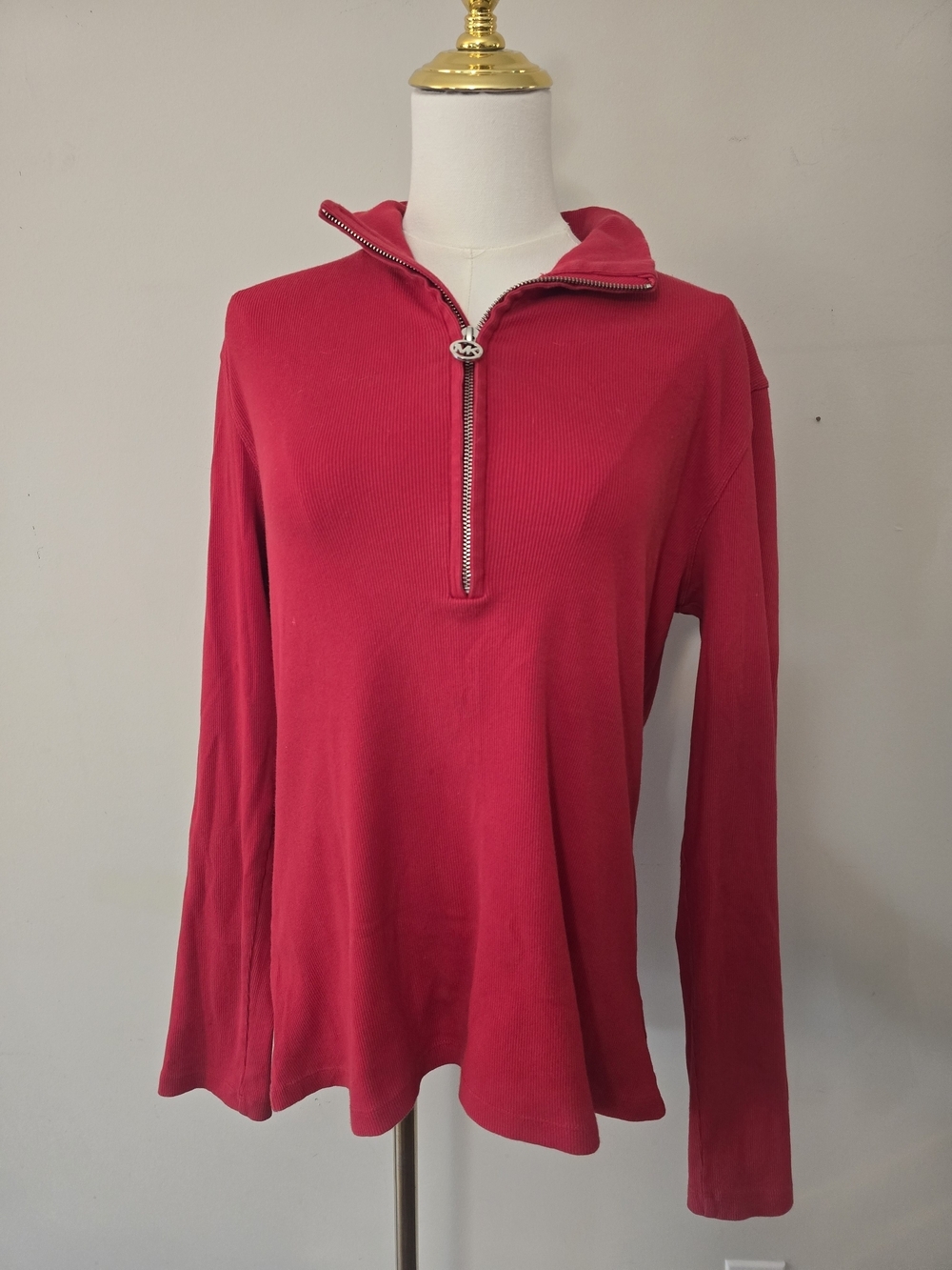 Michael Kors Red Ribbed Pullover Sweatshirt- Knit Top
